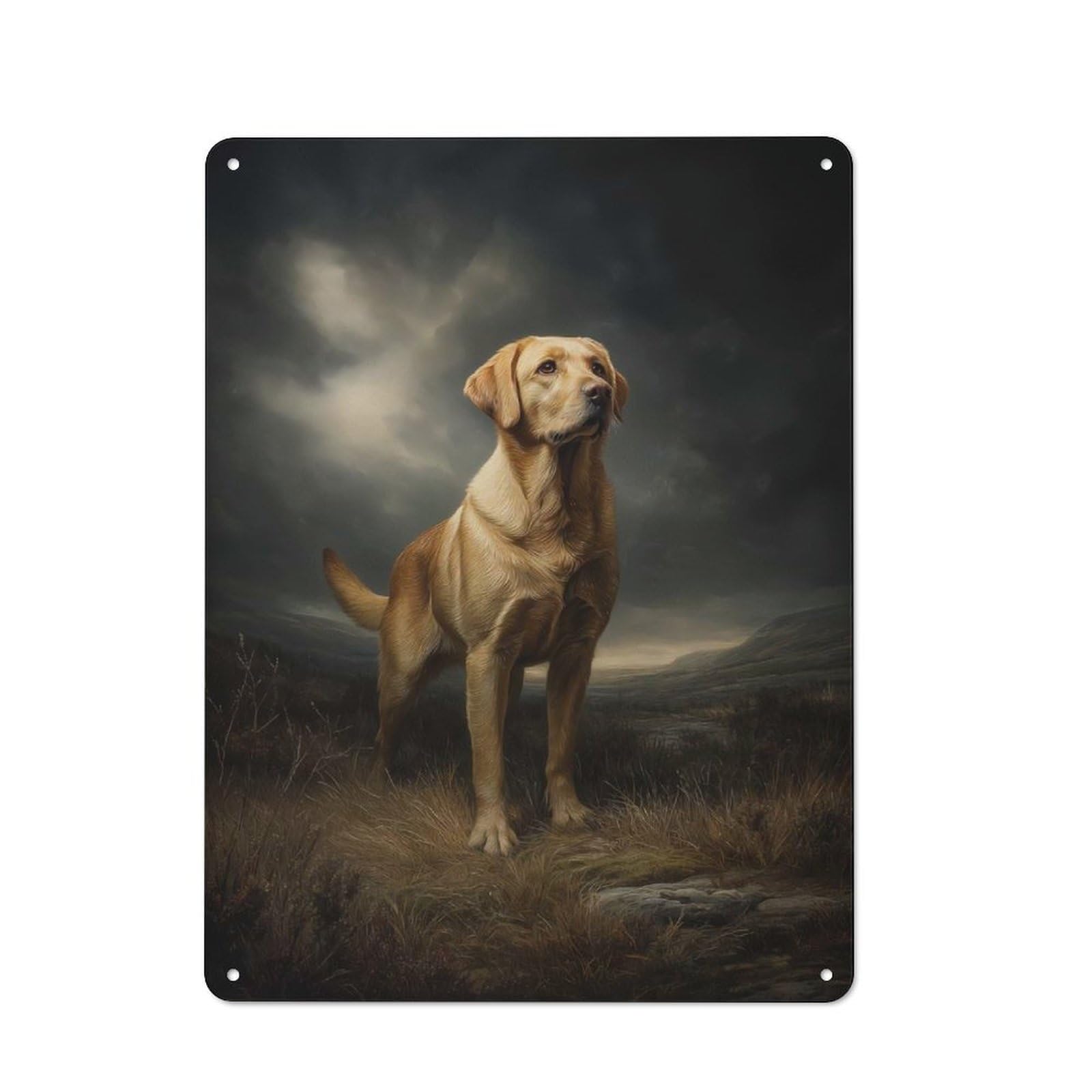 Junmoney Style-6 Metal Sign 40X30cm With Golden Labrador Portrait In Landscape For Workshop Wall, Vintage Decor, For Vintage Wall Decor Fans, For Metal Sign Collectors