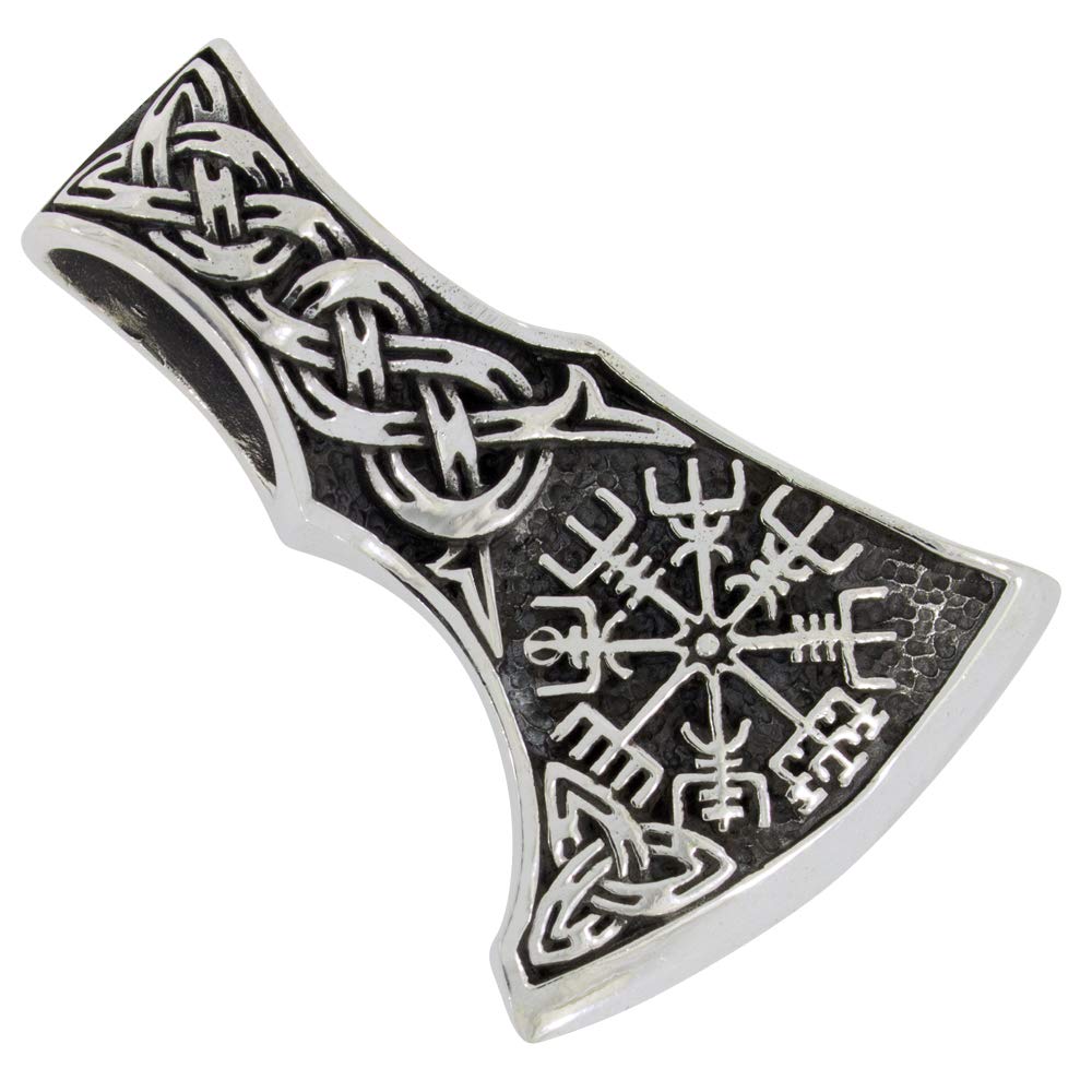 AFP Anhänger Wikinger Axt Vegvisir 925 Sterling Silber AS-657