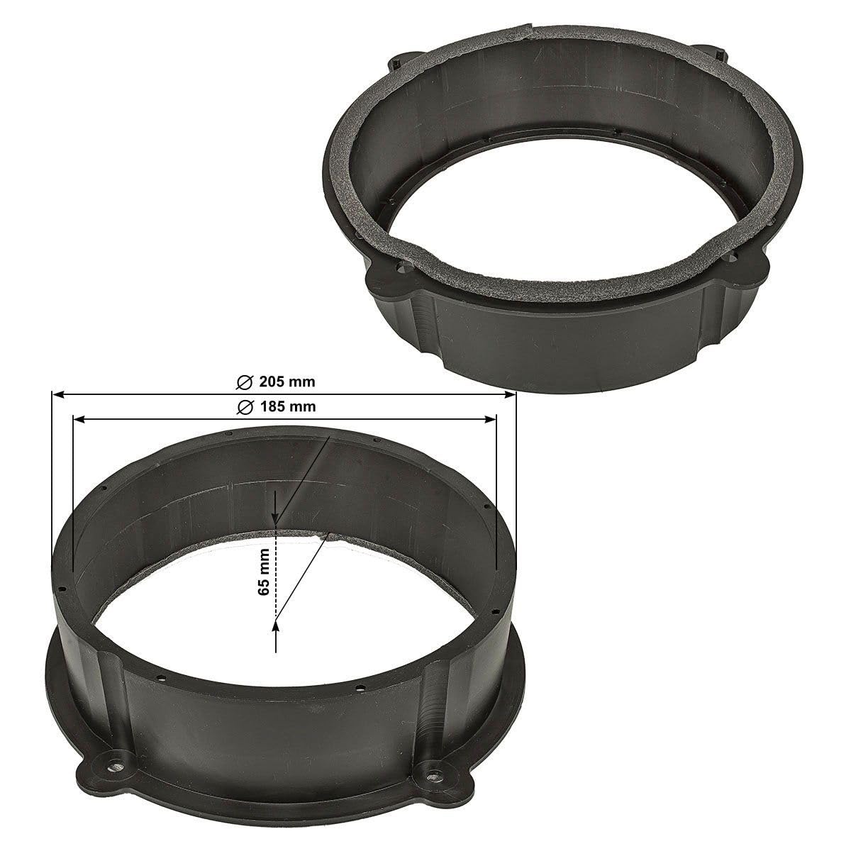 tomzz Audio 2803-022 Anneaux de Haut-parleurs Adaptateurs Supports compatibles avec Audi TT 8J 2006-2014 Q7 4L à partir de 2005 Porte Avant pour Haut-parleurs 200mm DIN
