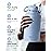 Half Gallon Water Bottle Insulated with Straw & 3 Lids, Coolflask 64 oz Water Jug Large Metal Stainless Steel Wide Mouth for Sports, Gym or Office, Non-BPA Keep Cold 48H Hot 24H, Light Blue