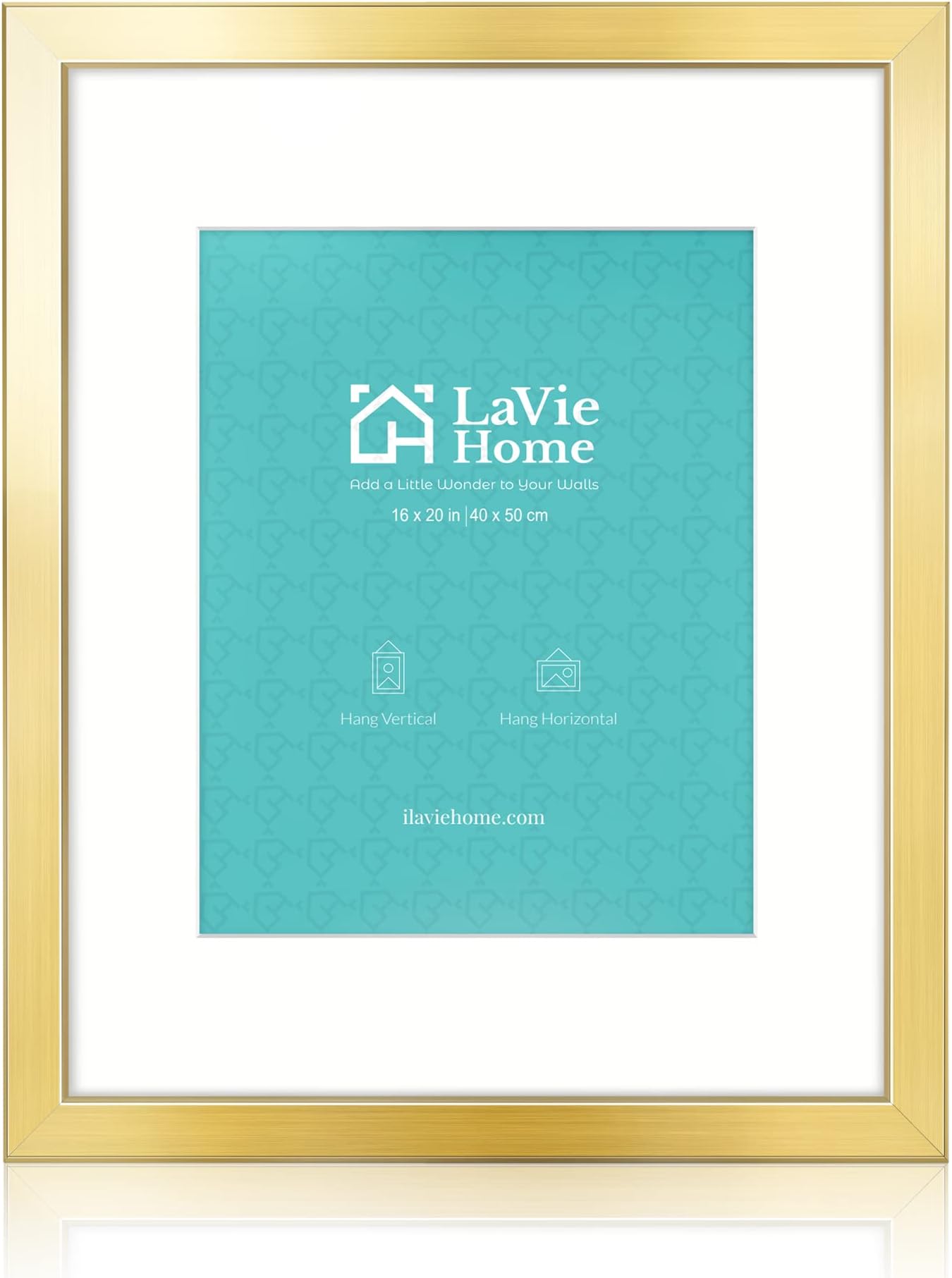 LaVie Home 16x20 Picture Frame Gold Poster Frame,Display Pictures 11x14 with Mat or 16x20 Without Mat, Stable and Sturdy Frame and Polished Plexiglass, Horizontal and Vertical Format of The Walls