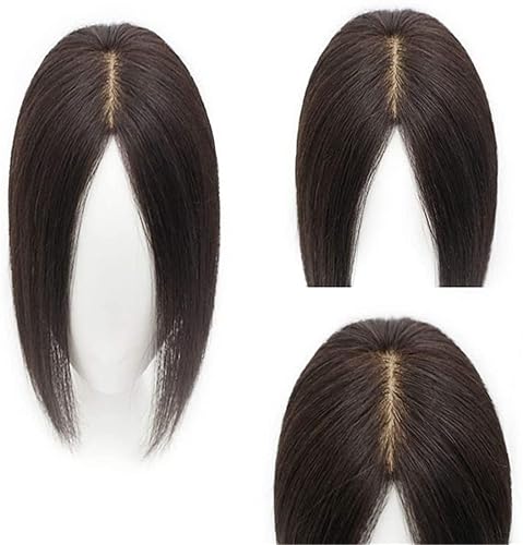 Miniatura 4 de Peluca de cabello humano lacio de 12 pulgadas, corona invisible para mujer, con cabello delgado, color negro