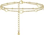 Stainless Steel Chain Anklets for Women, Silver/Gold/Black, Ankle Bracelets Hypoallergenic, 8-10.5 Inch Adjustable, Come with Box