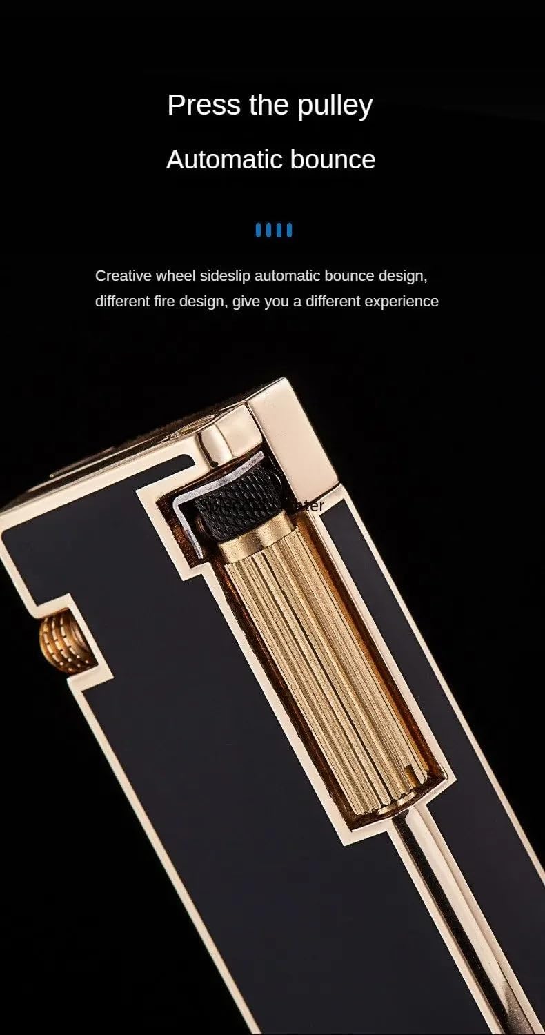 ZORRO Z666 Genuine Brass Kerosene Lighter, Windproof Side-Slip Press Ejection Ignition, Creative Metal Gift for Men Black Box