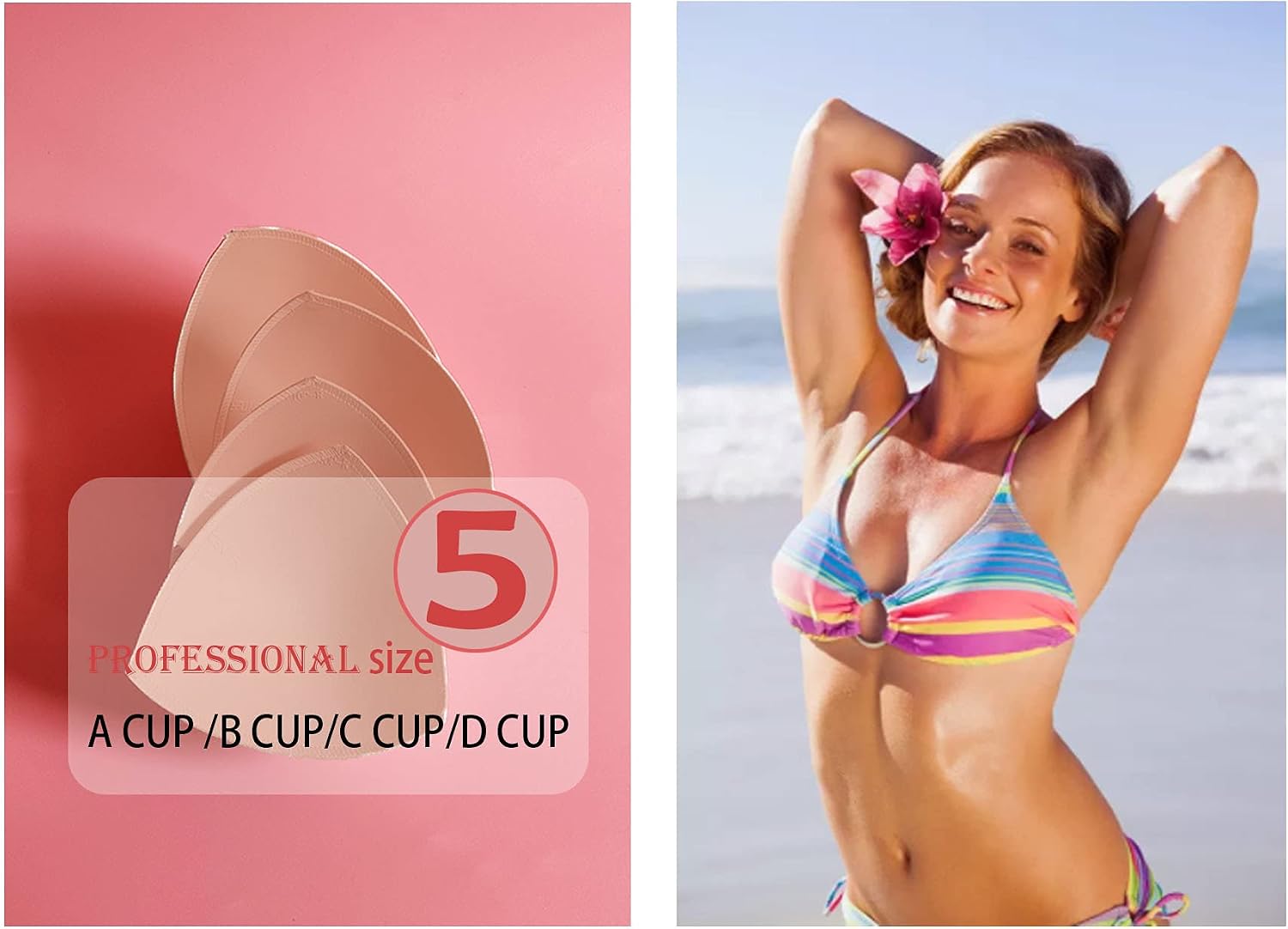 WMugthome 3 Pairs Sewn Bra Pads Push Up of Triangle Inserts for Replacements Bikini Top and Sports Swimsuit Bra Inserts image 5
