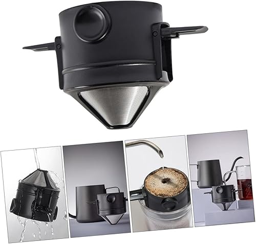 Miniatura 9 de HOMSFOU 1 filtro de café Veggie Dicer Coffee Dripper Cono Espumador de mano para taza, colador de verduras, Gotero de café reutilizable, gotero de