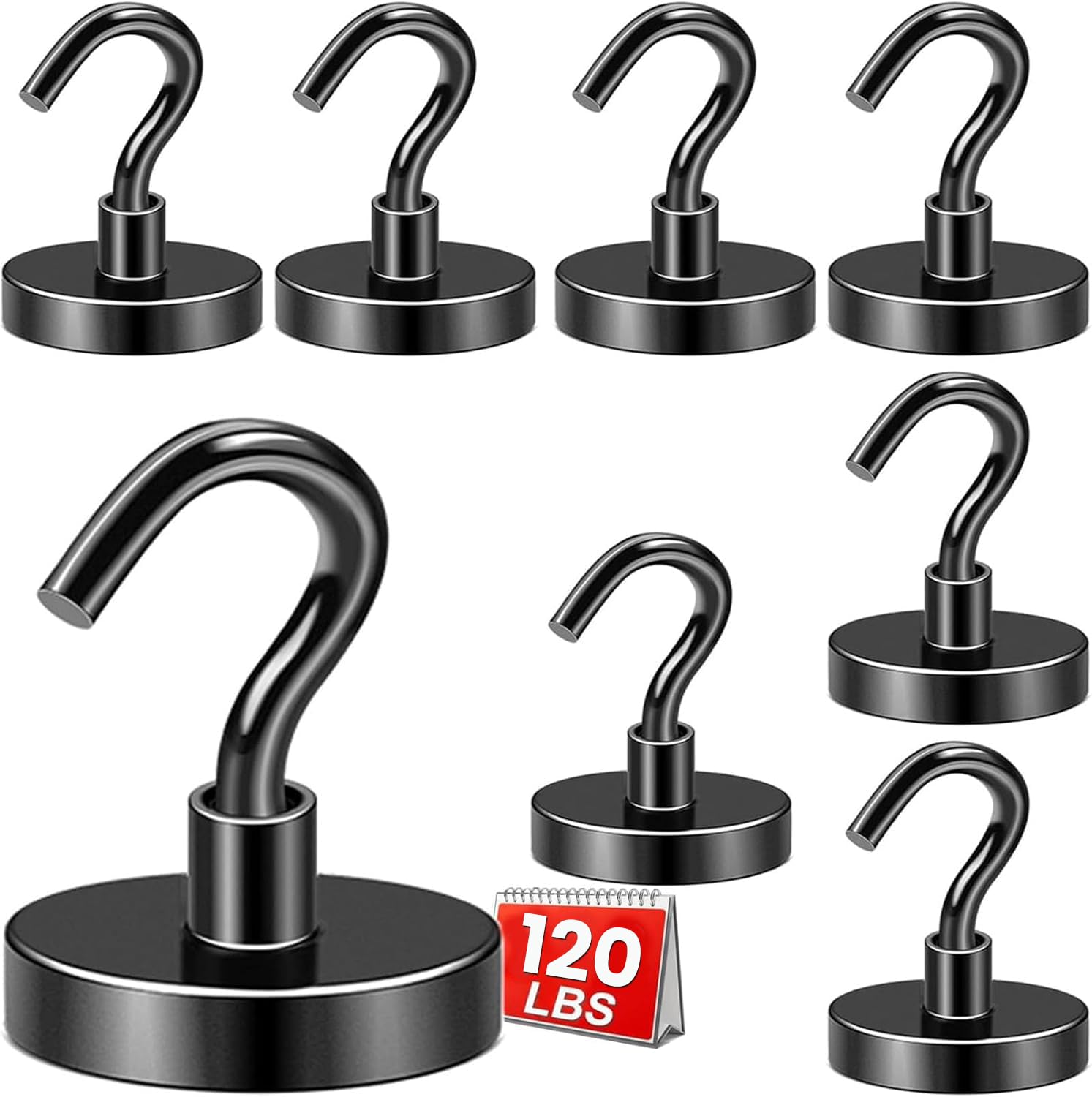 DIYMAG Magnetic Hooks 8pcs 120lbs Cruise Essentials 2026 Magnet Hook Black