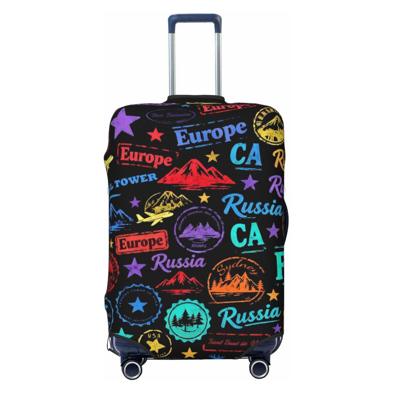 Colorful Landmarks Travel Luggage Cover Go Travel Luggage Suitcase Protector M Fit Baggage Size 22-24 In