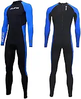 Skyone Roupa de Mergulho de Corpo Inteiro com Proteção UV, Manga Comprida, Unissex-Adultos, Azul, Nylon, Elastano, Snorkel, Surfe, Mergulho, Natação