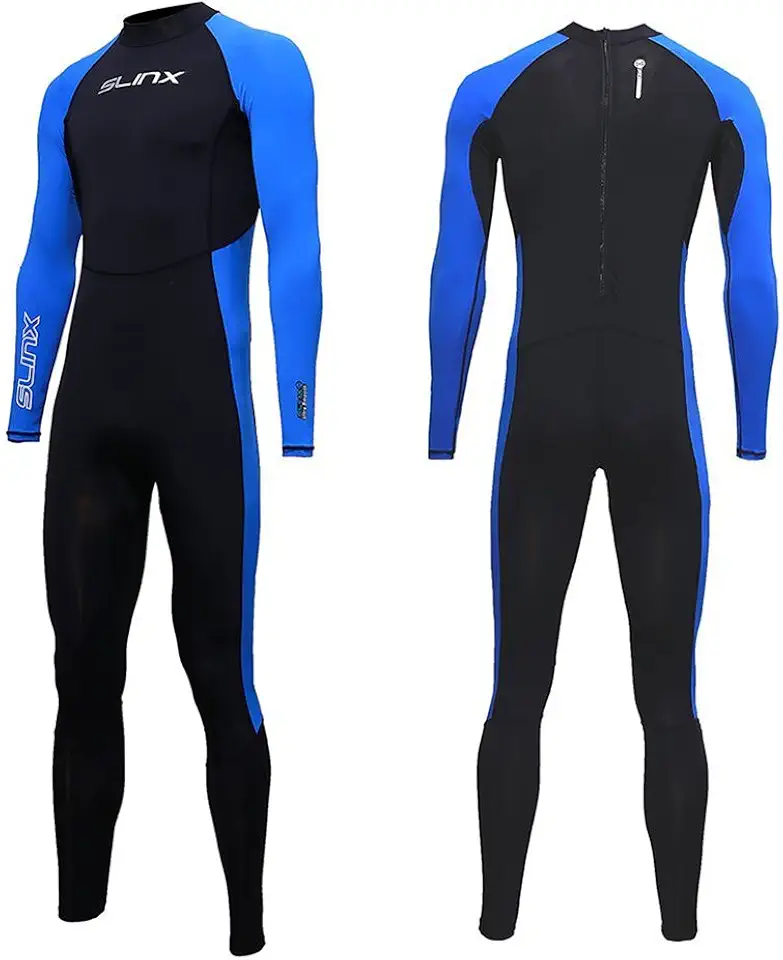 Skyone Roupa de Mergulho de Corpo Inteiro com Proteção UV, Manga Comprida, Unissex-Adultos, Azul, Nylon, Elastano, Snorkel, Surfe, Mergulho, Natação