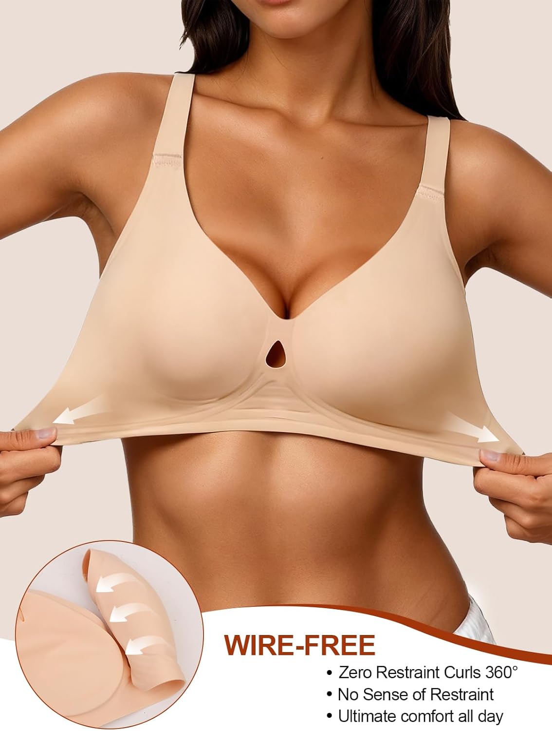 Bras for Women Wireless Supportive Bralette Push Up Full Coverage Everyday Bras No Underwire Seamless Comfort T-Shirt Bra - Image 2