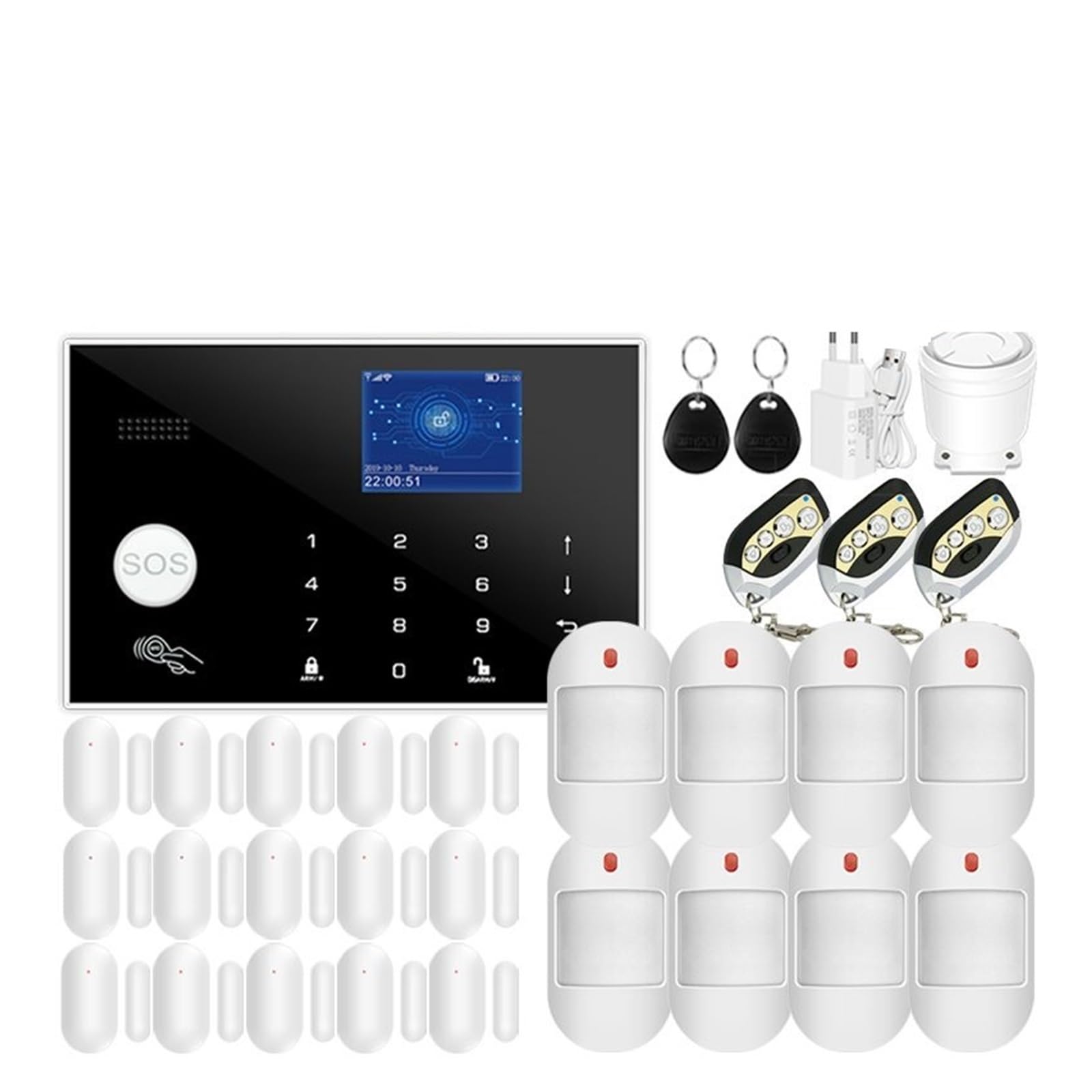 Kit de Alarma, De Alarma Antirrobo For El Hogar gsm, Soporte De Host Tuya, Tarjeta RFID, Detector De Movimiento Inalámbrico, Sensor De Puerta(Set 9)