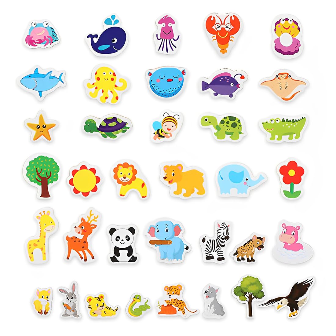 36 Pcs Magneti Bambini Calamite Frigorifero Animal Magnets Calamite Frigorifero Bambini Giocattoli Educativi in Legno Magneti per Cartoni Animati per Lavagne Magnetiche Frigoriferi E Lavagne