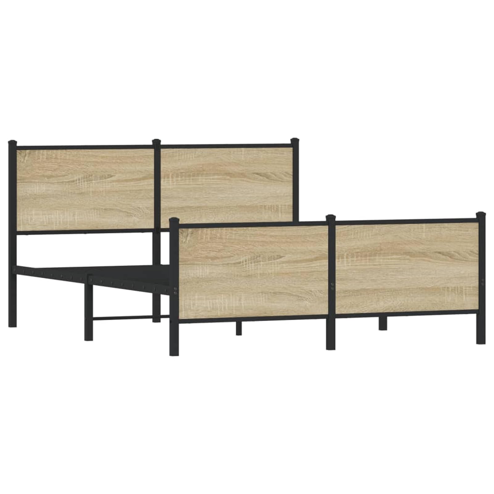WGYHOME metalowa rama łóżka, 140 x 200 cm, dąb sonoma ze stali ze środkowymi nóżkami i skrzynią pod łóżko, dla dorosłych