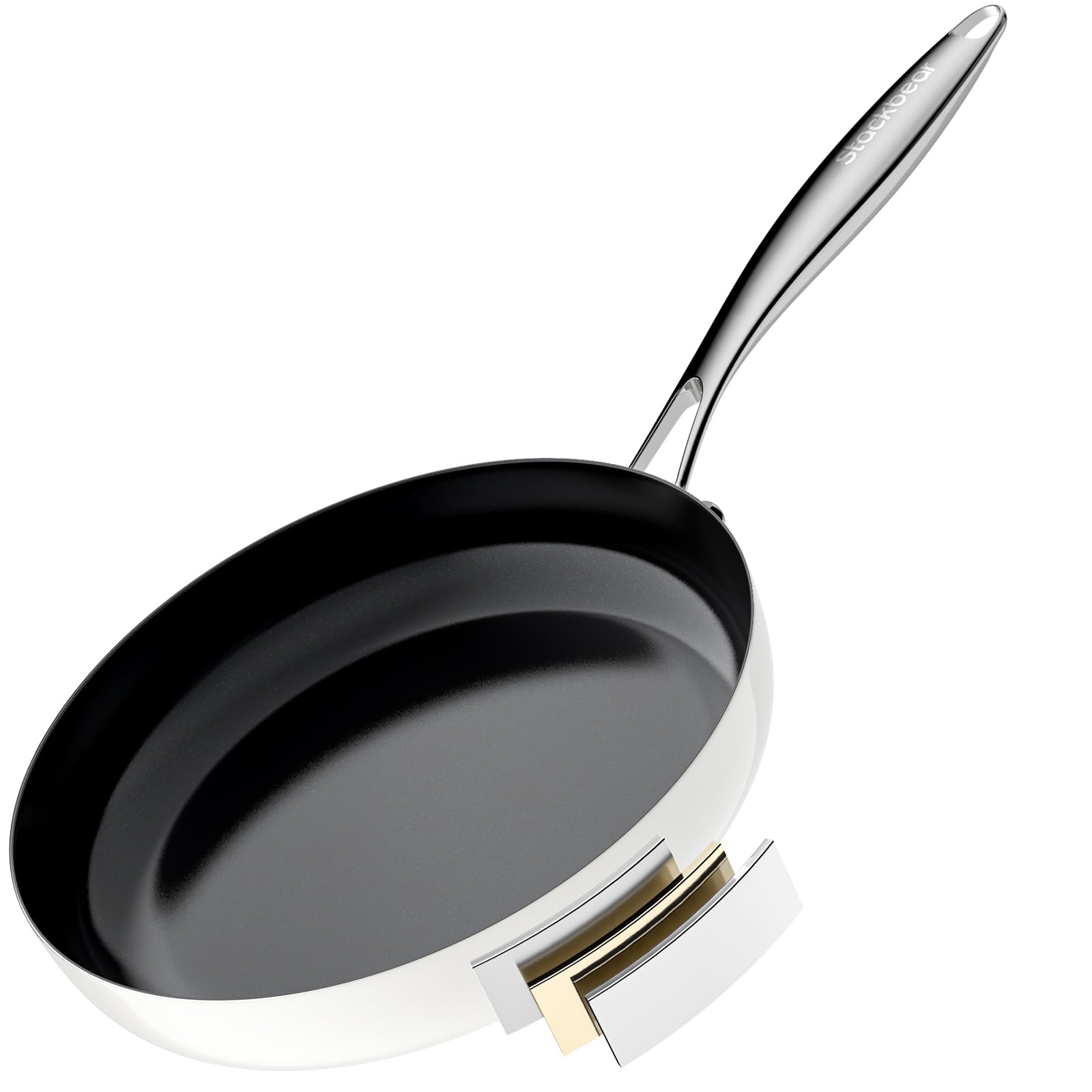 stackbear Ceramic Non Stick Frying Pan for Cooking 26.5cm Tri-Ply Stainless Steel Frying Pan, Non Toxic Skillet
