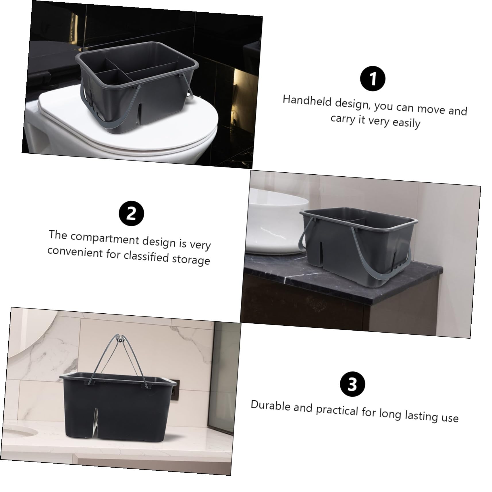 POPETPOP Panier pour Organisation à 4 Compartiments de Rangement en Plastique Poignée Portable et Rangement pour Salle de Bain des Accessoires