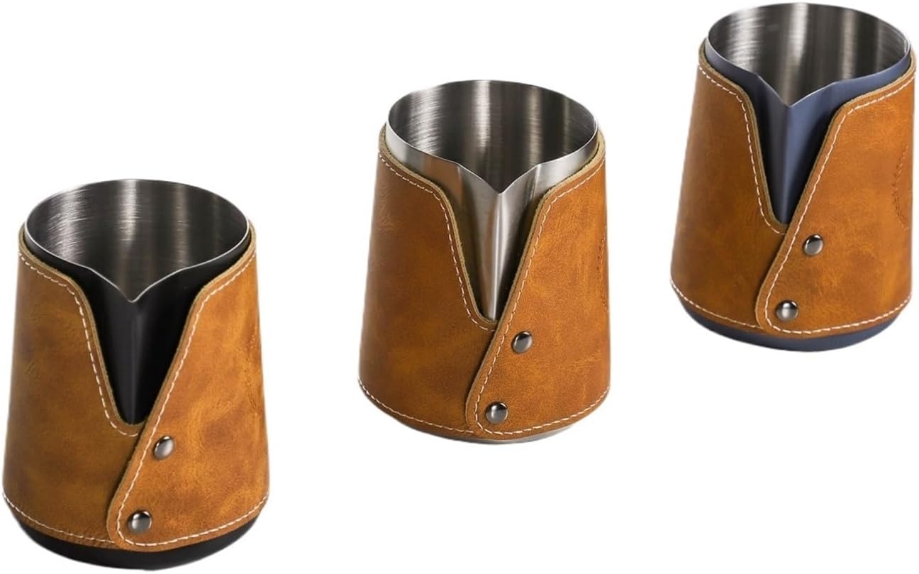 milk frothing pitcher, 450ml Milk Steaming Frothing Pitcher Stainless Steel Non-Stick Jug Pull Flower Cup With Anti Scalding Leather Case,for coffee machines(450ml blue)
