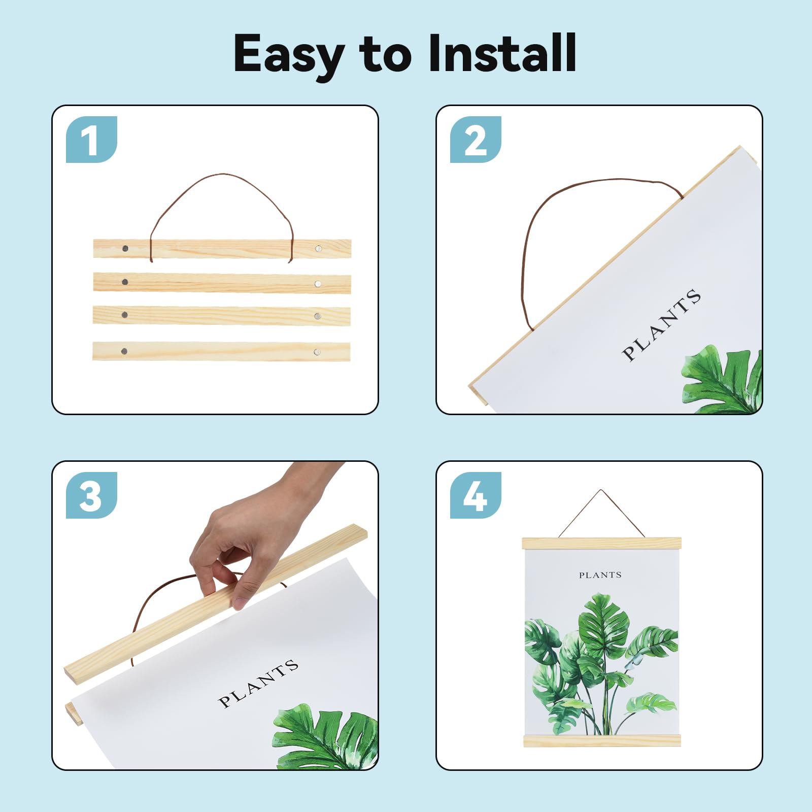 Ywlake Cornici Magnetiche Per Poster, In Legno Chiaro, Per Appendere I Poster, Per Lavori Su Tela, Stampa Artistica (42 Cm, Bianco