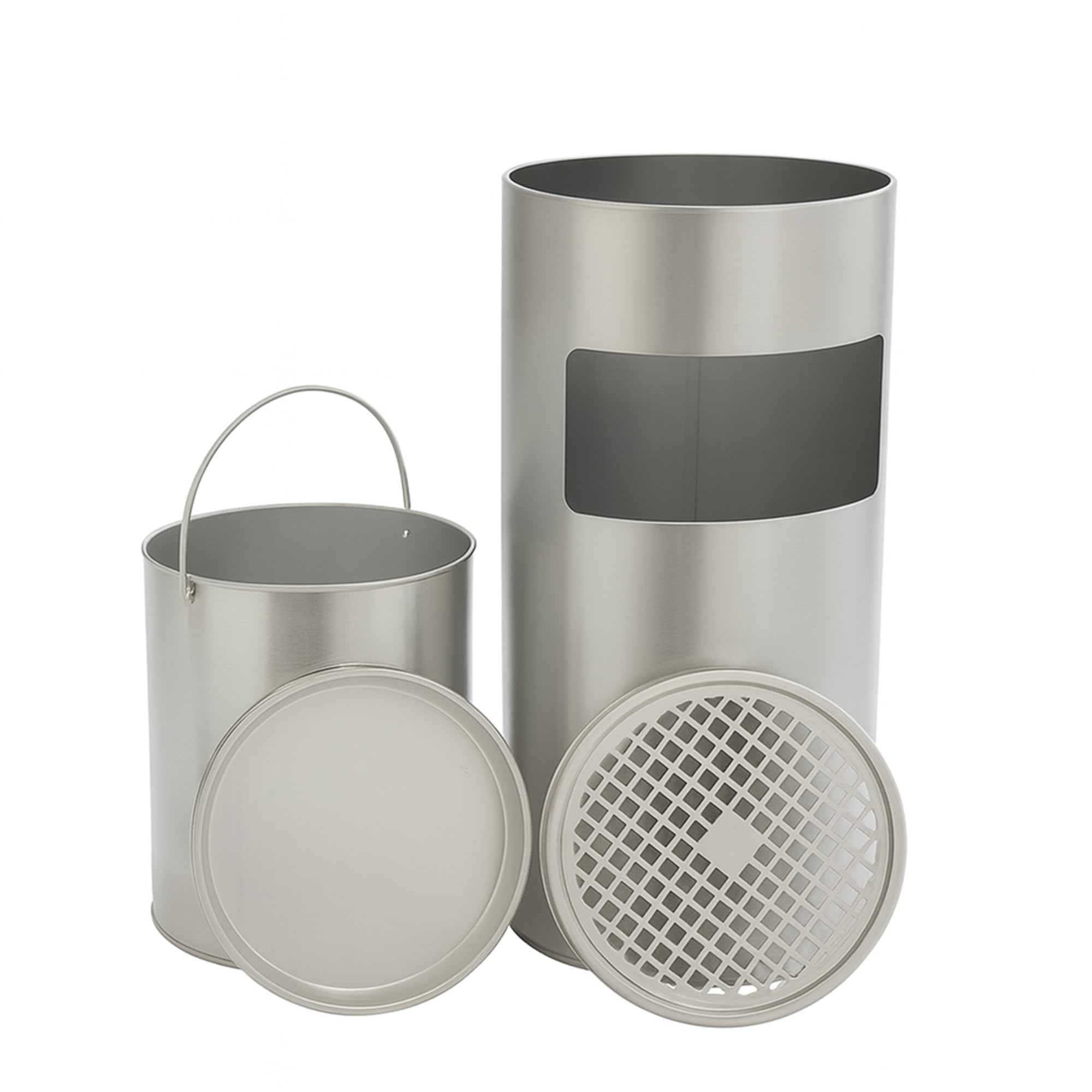 Standaschenbecher Edelstahl 2-in-1 Mülleimer mit Aschenbecher