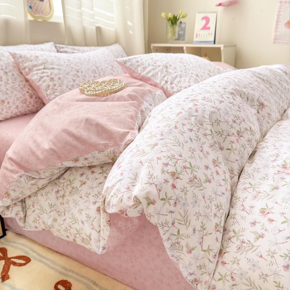 Housse de couette fleurie en coton pour créer une ambiance de printemps dans votre chambre