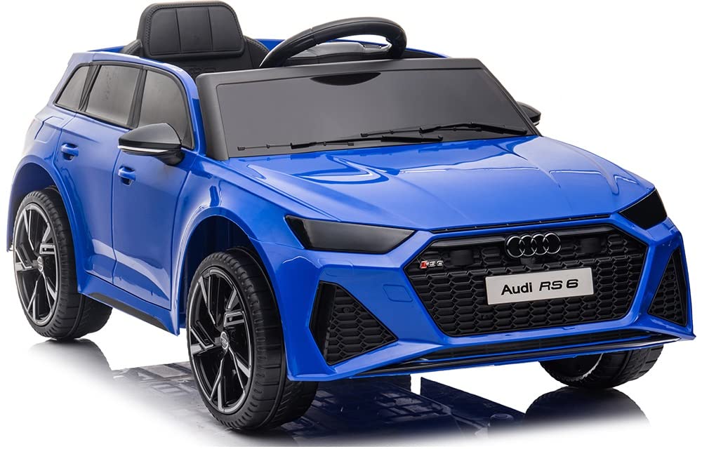 Playhouse Kinder Elektroauto Lizenz Audi RS6 12V 7ah, 4 Stoßdämpfer, Eva Räder,Ledersitz, Fernbedienung 2.4g, Kinderauto Kinderfahrzeug (4.Blau)