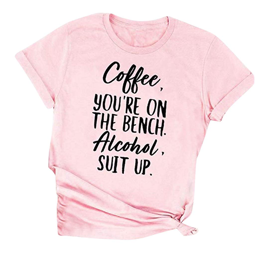 Summer Shirts with Sayings for Women Junior Girls - Coffee You're ON The Beach - Letters Print Short Sleeve Tee Tops