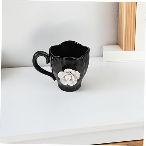 Miniatura 8 de Cabilock Bonita taza de café de cerámica floral con asa, taza de té de viaje irregular para mujer, diseño para té de tarde, Navidad y uso diario