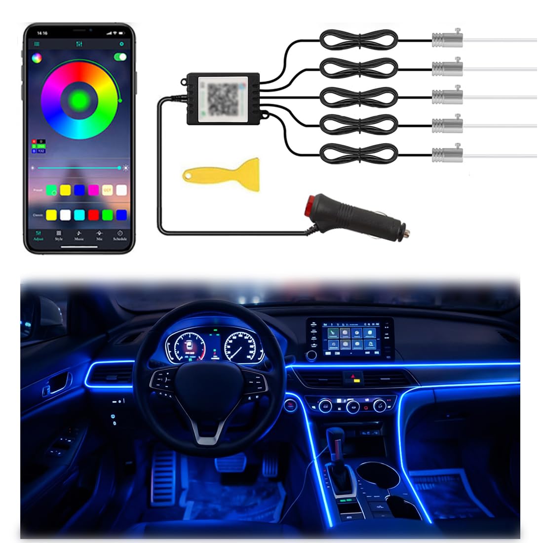 Photo 1 of QVEVDACAR 275-inch RGB Fiber Optic Car Interior LED Lighting Kit