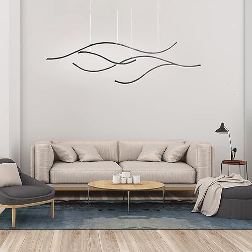 Miniatura 5 de LightInTheBox Moderna lámpara LED lineal con ondas, lámpara de rama regulable, lámpara colgante dorada para cocina, isla, sala de estar, comedor