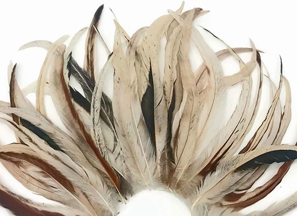 8-12" Natural Beige Mix Coque Tail Strung Rooster Feathers 0.25 Oz. - 1 Pack, Headdress, Costume, Wedding | Moonlight Feather