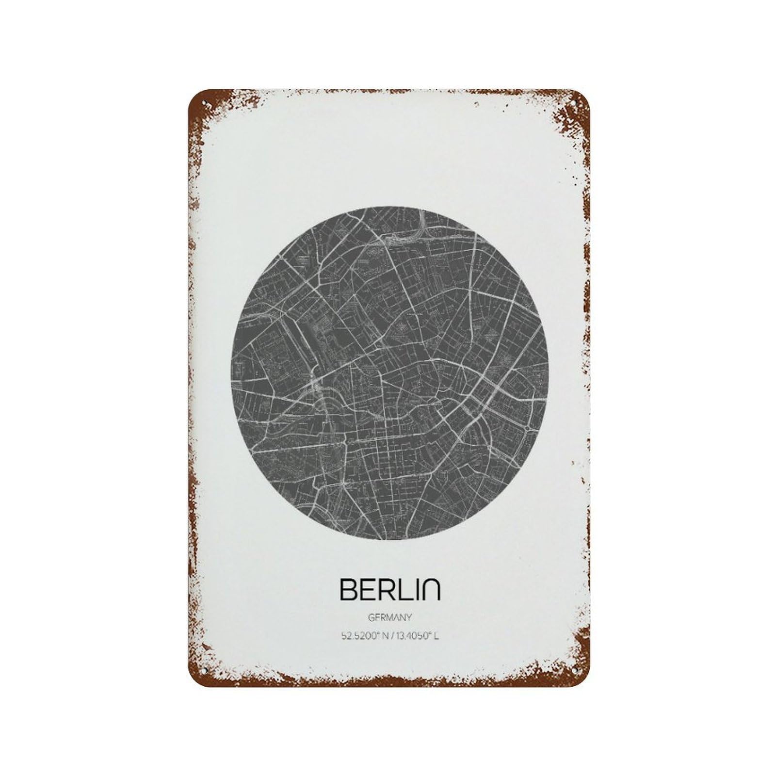 xiaoxiaoshen Berlin Map Modern City Wall Decor Art Metal Tin Poster Modern Home Decor Art Home Bar Shop Decorations Vintage Sign 30x20cm