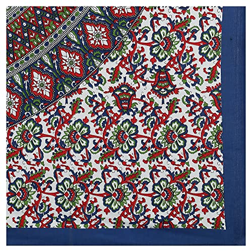 Image of RajasthaniKart Comfort Rajasthani Jaipuri Traditional Sanganeri Print 144 TC 100% Cotton Double Bedsheet with 2 Pillow Covers (Double, Blue)