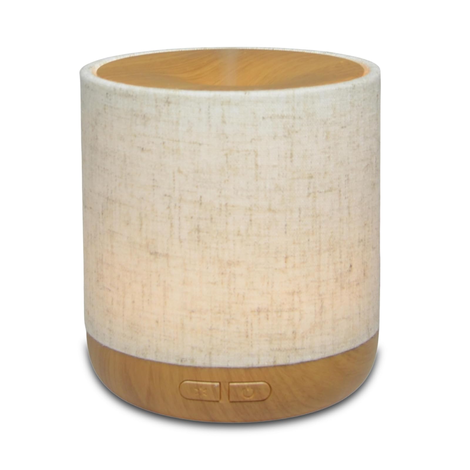 Zen'Aroma Difusor ultrasónico Alesia - Difusión de Aceite Esencial en frío Aromaterapia - Diseño Original, Carcasa de Lona de Lino y Revestimiento de Color Madera - difusión + iluminación