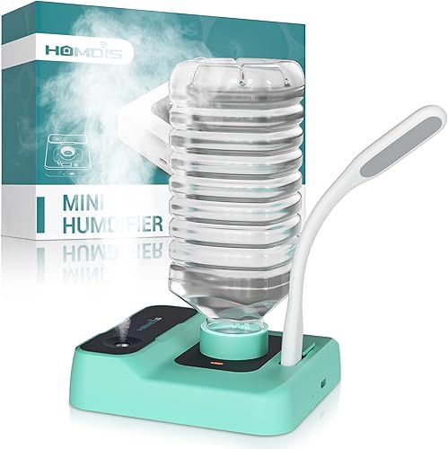 Humidificadores portátiles para viajes, pequeño mini humidificador con cargador de teléfono, apagado automático, luz nocturna y bolsa de