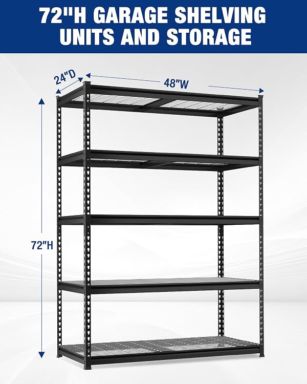 WORKPRO 5-Layer Heavy Duty Metal Storage Rack, 48”W x 24”D x 72”H, Adjustable Shelving Unit with 4000 lbs Total Load Capacity, for Garage, Kitchen, Bathroom, Warehouse by WORKPRO - Image 5