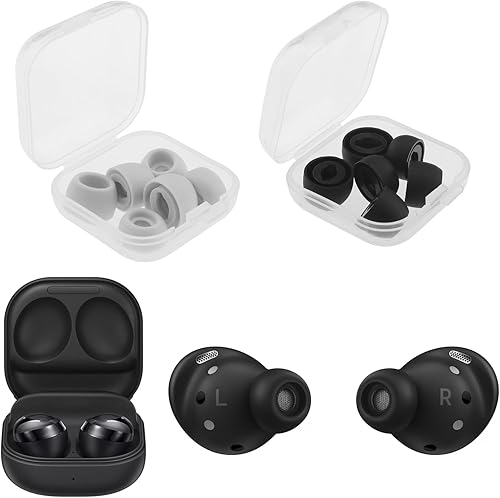 Miniatura 2 de 6 pares de almohadillas de silicona compatibles con Samsung Galaxy Buds Pro Earphones Soft Eartips Earpads Ear Cap Ear Plug LMS tamaño negro y gris