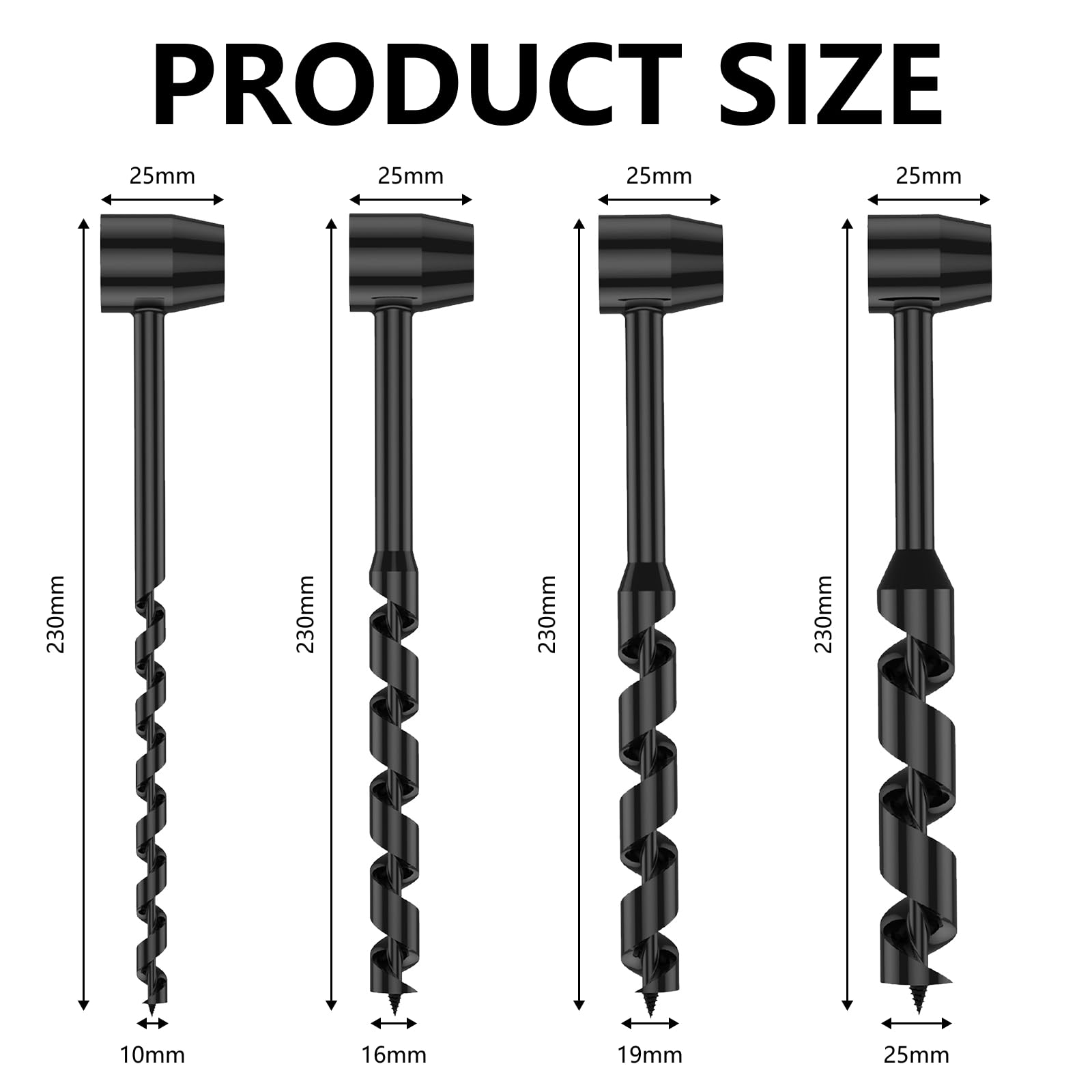 Taladro Manual, Llave Manual Bushcraft Broca Helicoidal Manual de 10-25 mm Para Actividades Al Aire Libre Bricolaje, Artesanías en La Selva Campamento (4 Piezas)