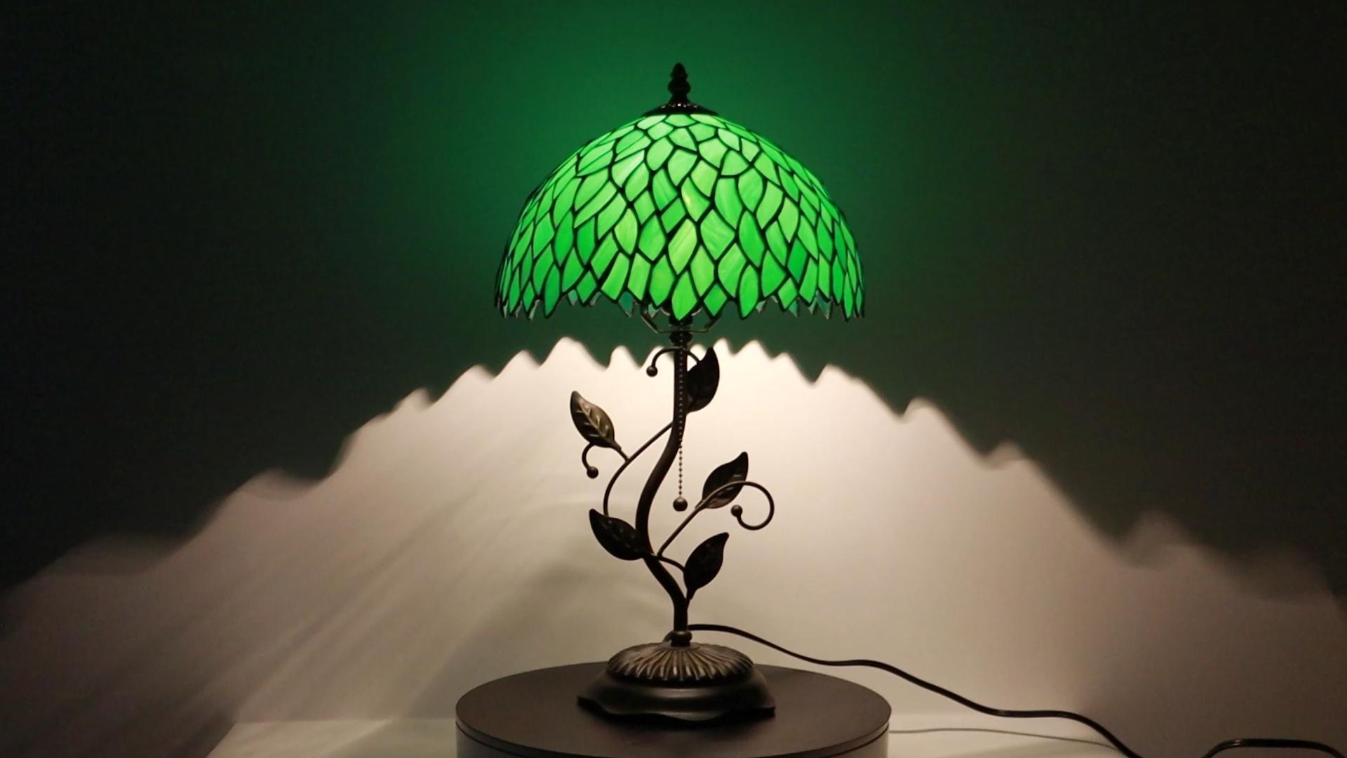 Image of Tiffany Table Lamp Stained Glass Bedside Reading Light W12H19 inch