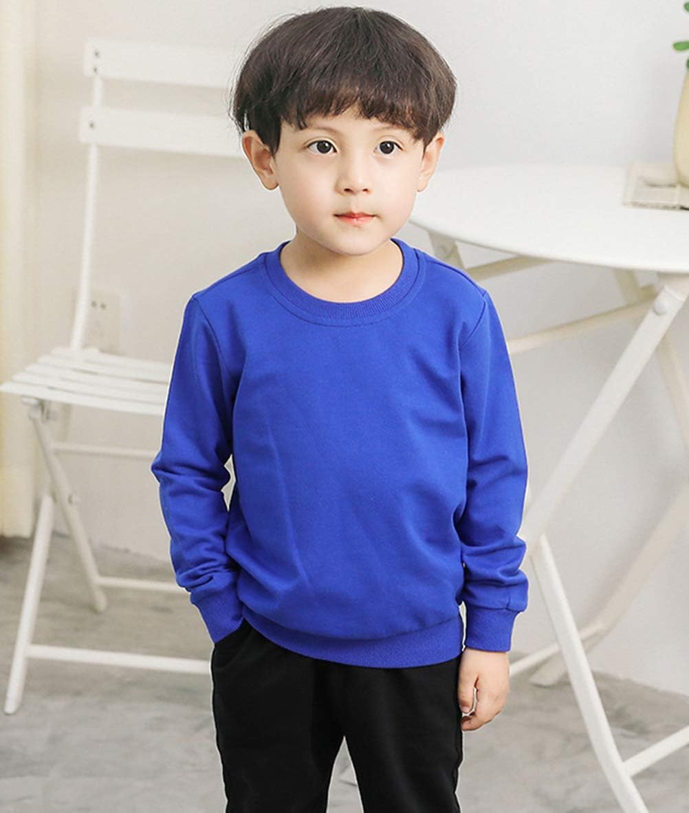 DCUTERQ Boys' Crewneck Thin Sweatshirt Girls Sport Long Sleeve Cotton Pullover Tops Kids Toddler Solid T-Shirt - Image 2