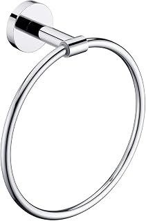 Hoooh Bath Towel Ring SUS 304 Stainless Steel Hand Towel Holder for Bathroom Wall Mounted Polished Finish, D100-CH
