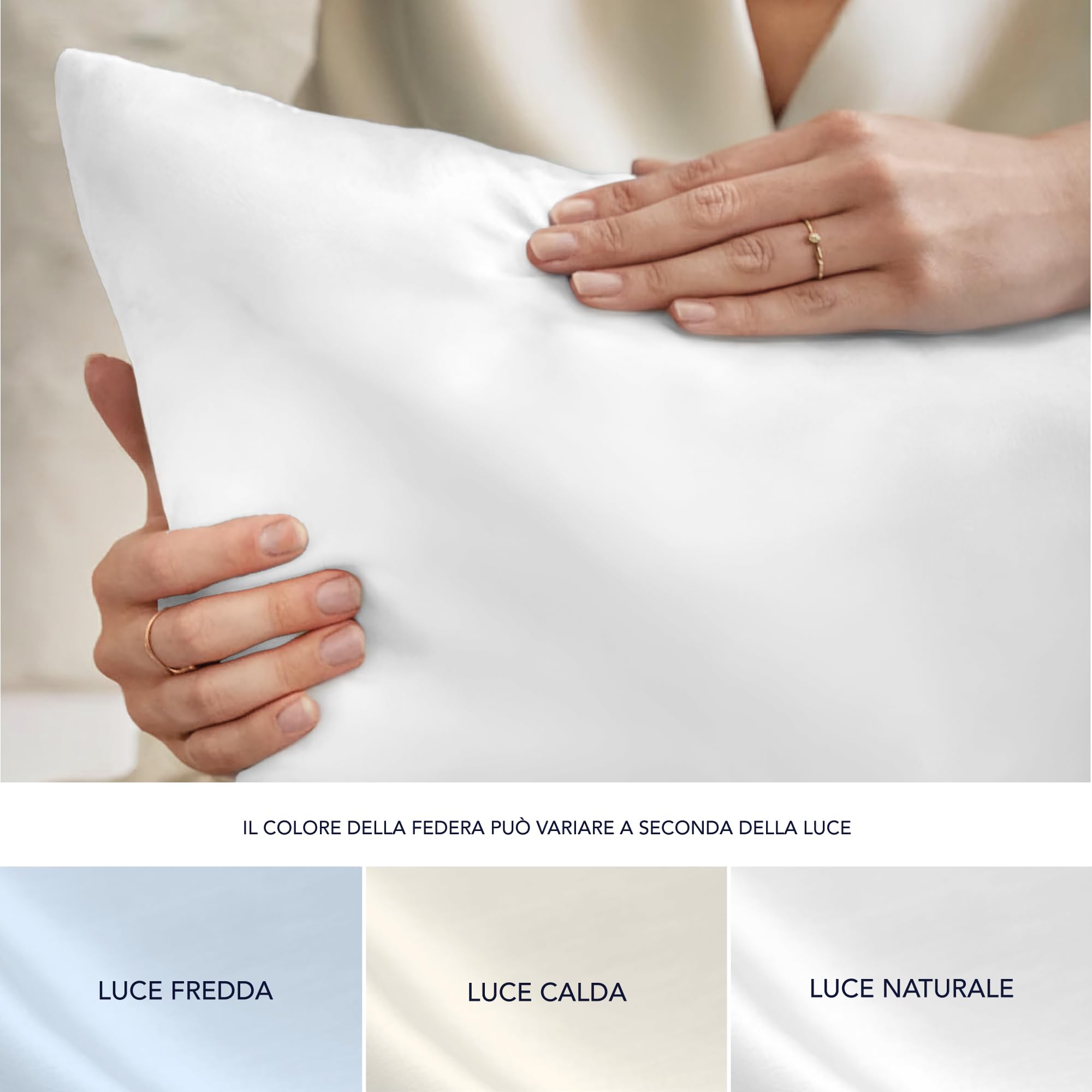 Dreamzie Federa per cuscino in seta 50 x 75, 100% seta di gelso, 19 momme naturali, certificata Oeko-TEX – benefici per capelli e pelle anti-invecchiamento, colore: bianco