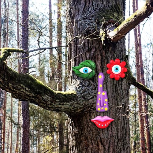Sculpture d'arbre visage drôle en résine résistante aux intempéries - 6