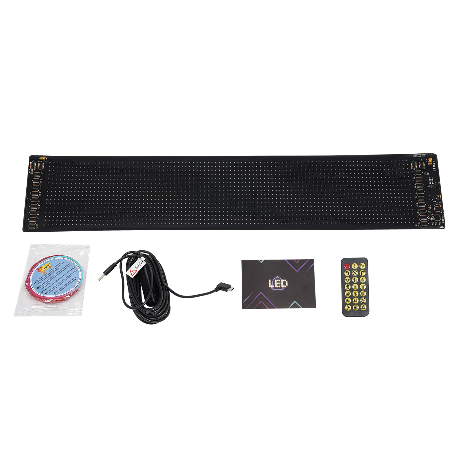 Tablero de indicadores LED 59,5 x 12 cm flexible LED con protección IP65, control de aplicación y mando a distancia, placa de nombre programable 0,22 kg, cartel portátil para coche, tienda y bar