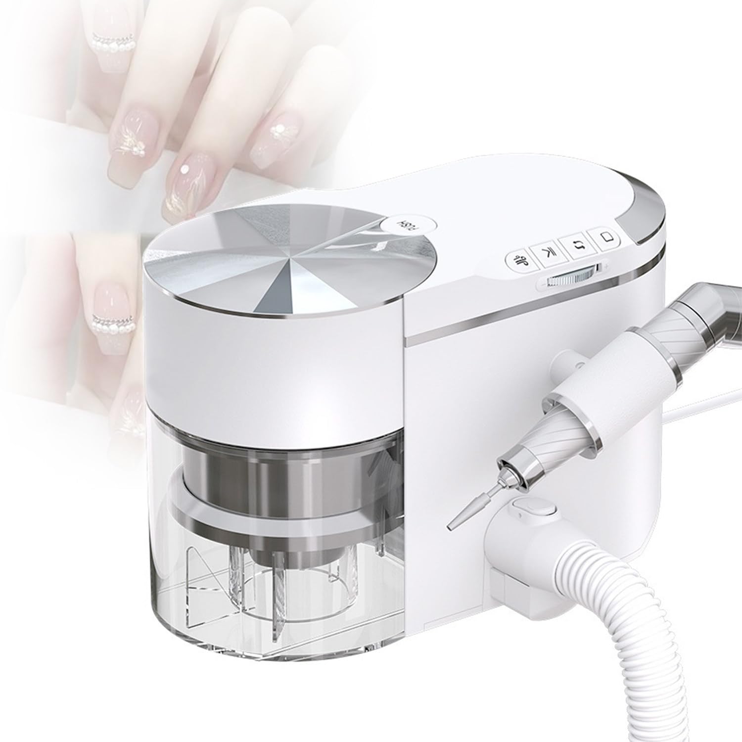 Taladro de uñas profesional y colector de polvo 2 en 1, esmalte de uñas portátil con manguera de extensión, succión ajustable, bajo ruido, perfecto para manicura, pedicura y arte de uñas