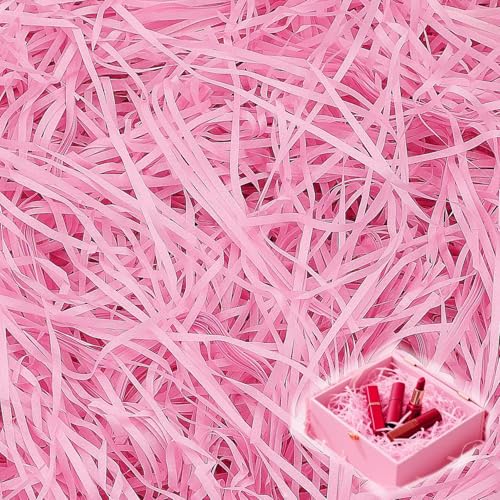jwtyu 500g Papier Déchiqueté rose Papier Dechire Pour Colis Remplissage Decoratif Paille Pour Panier Garni Raffia Remplissage Approprié Garnir Les Boîtes...