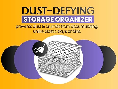 Miniatura 4 de YBM HOME Cesta organizadora de cajones y estantes de malla plateada, soporte de suministros escolares, cesta organizadora de escritorio de oficina