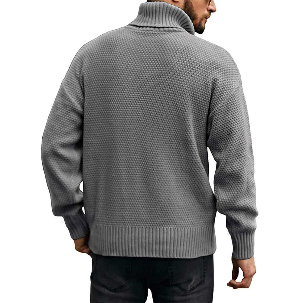 Maglione Dolcevita Uomo Invernale Collo Alto Trecce Pullover Lupetto Maglia Treccia Maglieria Maglioni Casual Caldo Sweater