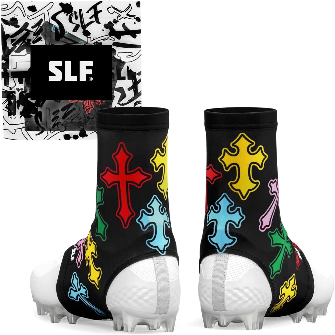 SLEEFS Faith & Inspirational Spats Cleat Covers – Athletic Cleat Protectors with Faith, God & Cross Designs – Ankle Support & Turf Guard