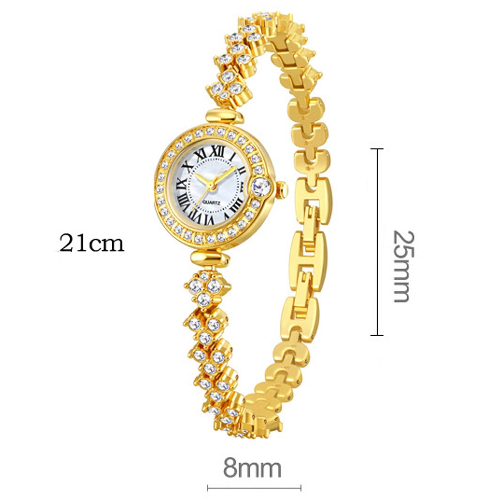Reloj de Cuarzo Informal con Diamantes incrustados, Resistente al Agua, con Correa de Acero Desmontable, Reloj de Pulsera Redondo, un Gran Regalo for Mujeres. Reloj de Pulsera