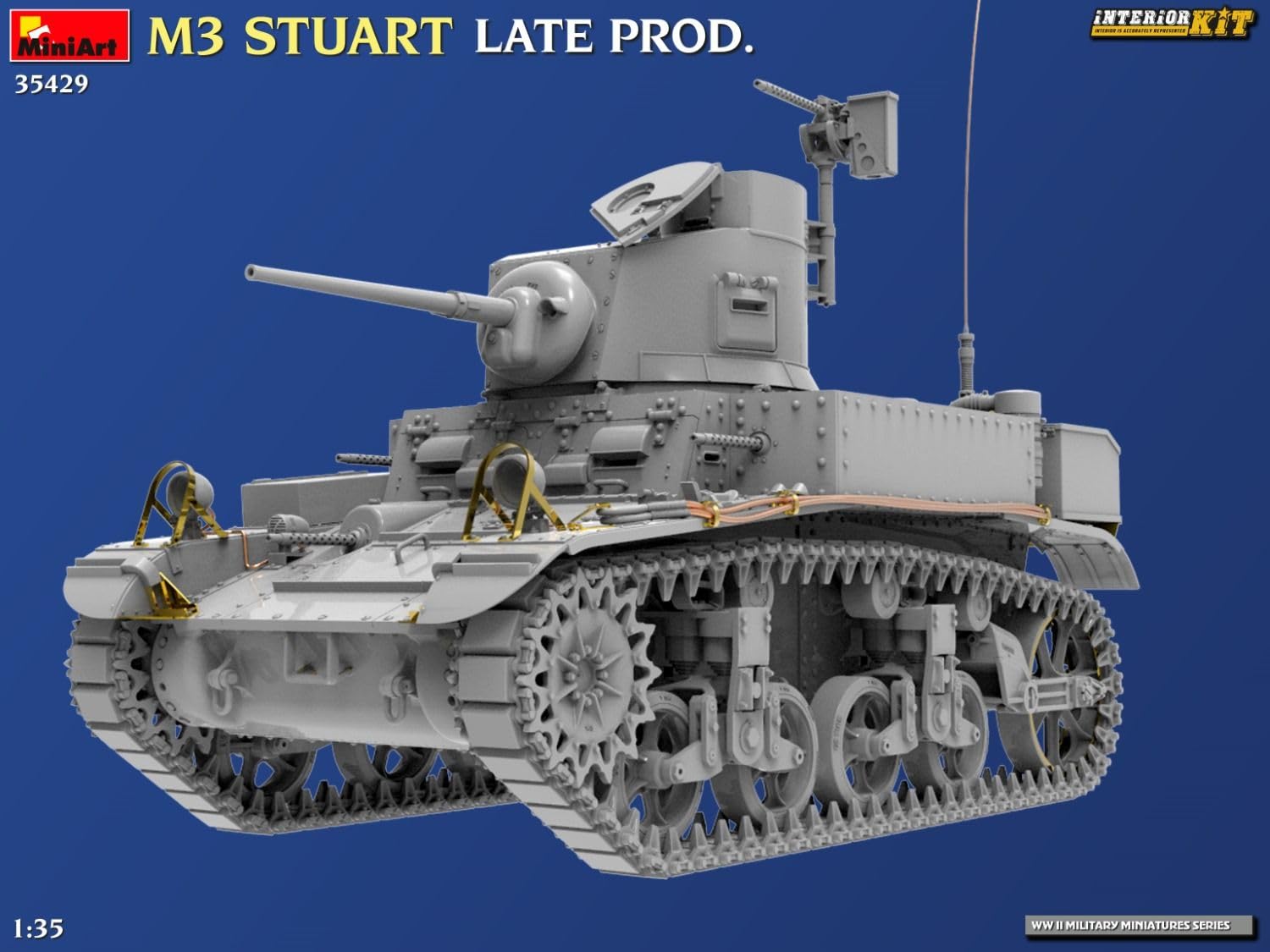 Mini Art 35429 1:35 US M3 Stuart Späte Prod. Interior - originalgetreue Nachbildung, Modellbau, Plastik Bausatz, Basteln, Hobby, Kleben, Modellbausatz, Zusammenbauen, unlackiert